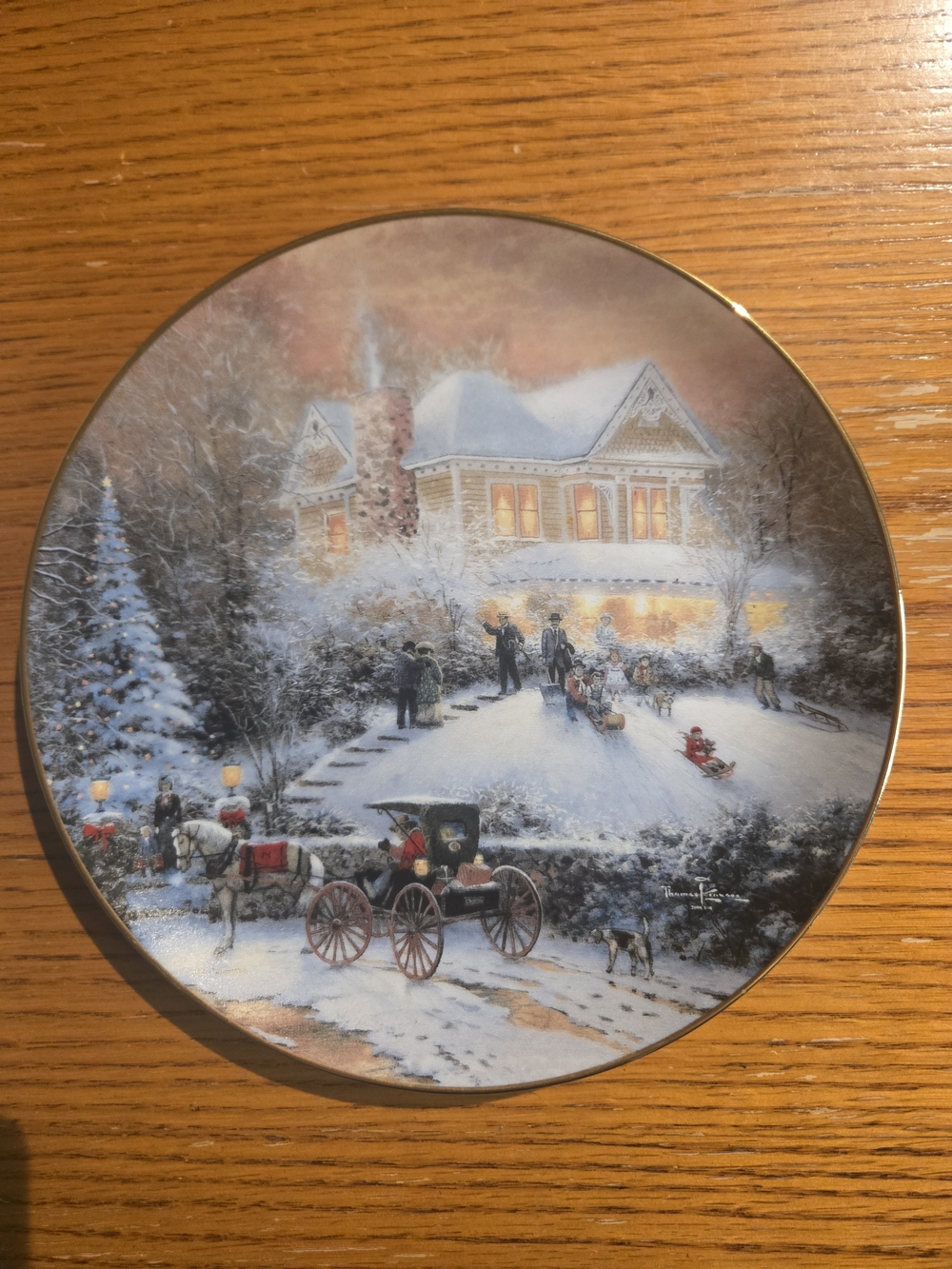 Christmas Decorative Plate Thomas Kinkade All Friends Are Welcome